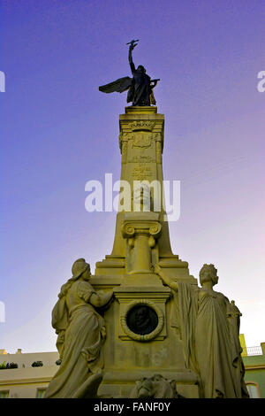 Cadiz Spain statue to Claudio Lopez Bru Marque de Comillas and blue sky Stock Photo