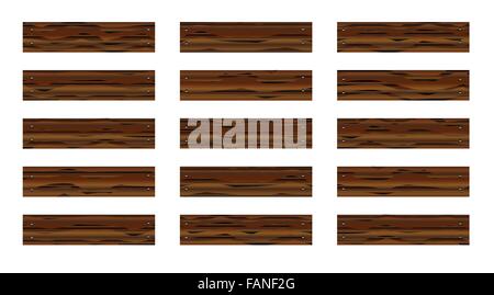 A DIY style icon set with dark wooden planks over white Stock Vector