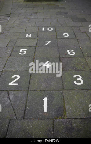 hopscotch game on a sidewalk Stock Photo