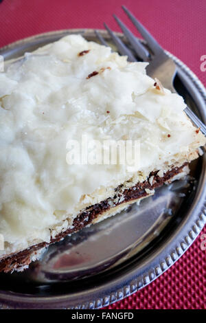 Greek Cuisine. Bougatsa Cake with Hazelnut Praline Stock Photo