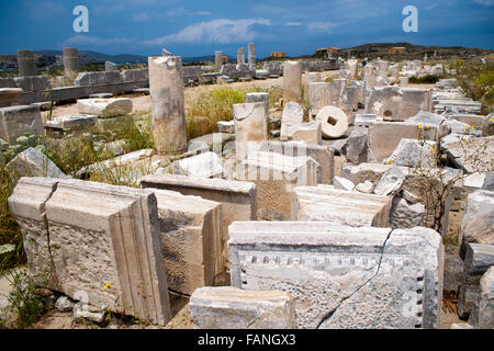 Griechenland, Kykladen, Mykonos, Delos. Delos war in der Antike eine blühende und durch das dortige Apollonheiligtum für die Gri Stock Photo