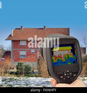 House Facade Profile Thermal Imaging Stock Photo