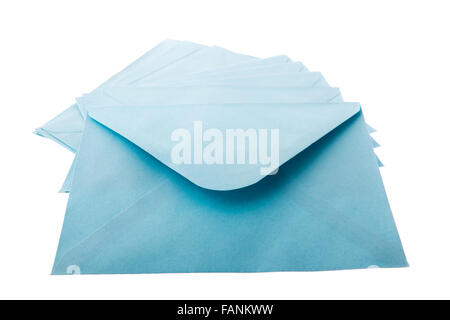 many blue envelopes isolated over white background Stock Photo