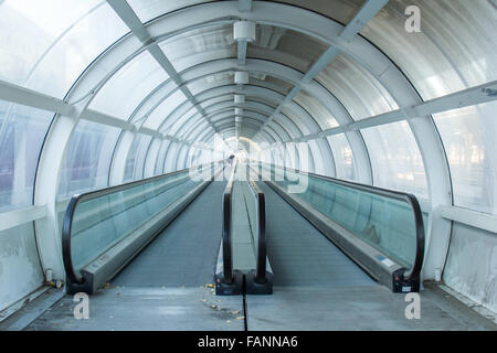 Tunnel with escalator in a train station in Romania Stock Photo
