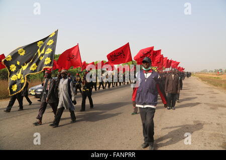 Nigerian Shiites marching at Kaduna road Stock Photo