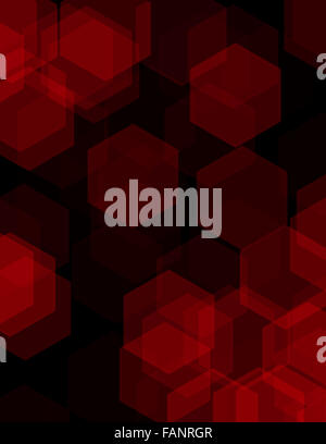 Black abstract geometric background formed with colored hexagons in rows Stock Photo