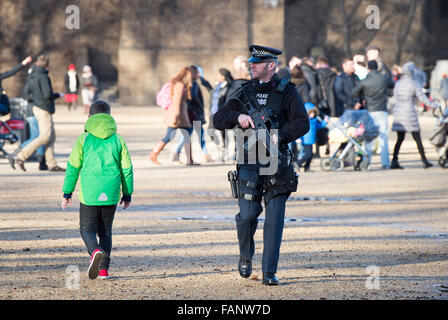Armed Police officer in London Stock Photo