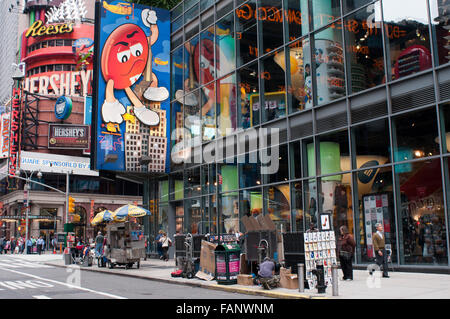 The entrance of the M&M Store at Times Square in NYC, New York, USA. Stock Photo