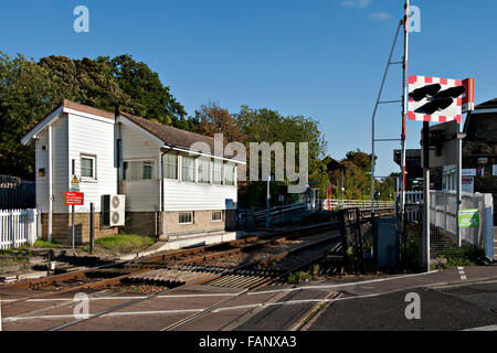 Saxmundham Railway Station and Signalbox, on the East Suffolk Line, Suffolk, UK Stock Photo