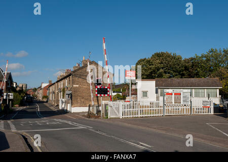 Saxmundham Railway Station crossing on the East Suffolk Line, Suffolk, UK Stock Photo