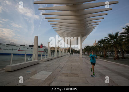 Muelle Dos waterfront development at the harbour, known as El Palmeral de las Sorpresas, in Malaga, Andalusia, Spain. Stock Photo