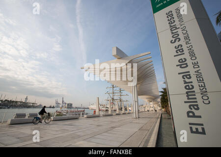 Muelle Dos waterfront development at the harbour, known as El Palmeral de las Sorpresas, in Malaga, Andalusia, Spain. Stock Photo