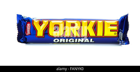 Yorkie Chocolate Bar on a white background Stock Photo