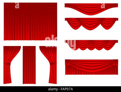 set of curtains isolated on a white backgroound Stock Vector