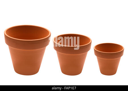 Clay Flower pots isolated on white background Stock Photo - Alamy