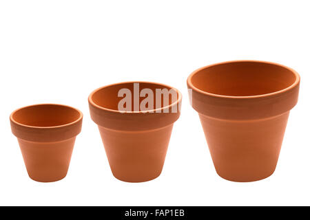 Clay Flower pots isolated on white background Stock Photo