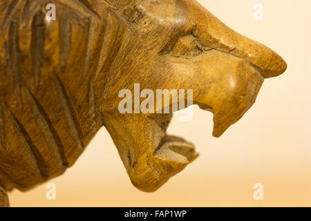 Wooden carved lion Stock Photo