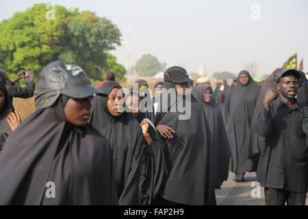 Nigerian Shiites marching at Kaduna road Stock Photo