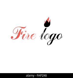 beautiful sign vector fire and the inscription on the white background Stock Vector