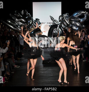 New York, NY - September 11, 2015: Models walk the runway at the Betsey Johnson fashion show during NYFW S/S 2016 Stock Photo