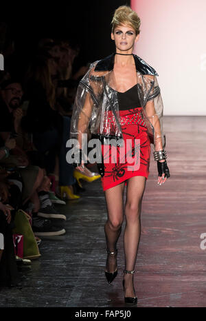 New York, NY - September 11, 2015: A model walks the runway at the Betsey Johnson fashion show during NYFW S/S 2016 Stock Photo