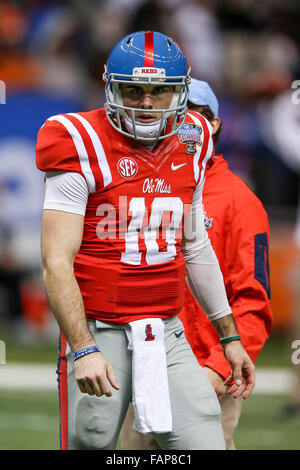 January 01, 2016 - Ole Miss Rebels quarterback Chad Kelly (10) during the game between the Ole Miss Rebels and the Oklahoma State Cowboys at the Mercedes-Benz Superdome in New Orleans, LA. Stephen Lew/CSM Stock Photo