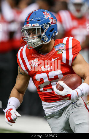 January 01, 2016 - Ole Miss Rebels running back Jordan Wilkins (22) during the game between the Ole Miss Rebels and the Oklahoma State Cowboys at the Mercedes-Benz Superdome in New Orleans, LA. Stephen Lew/CSM Stock Photo