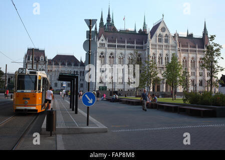 Budapest streets near the Hungarian Parliament on a quiet afternoon Stock Photo
