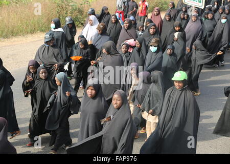 Nigerian Shiites marching at Kaduna road Stock Photo