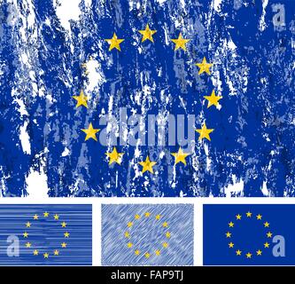European Union flag texture grunge isolated on white background. Vector ...