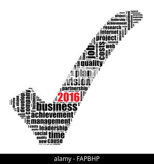 2016 goals word cloud concept over white background Stock Photo