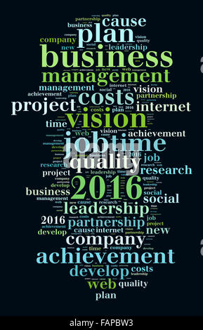 2016 goals word cloud concept over dark background Stock Photo