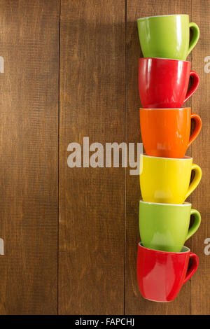 empty ceramic cup on wooden background Stock Photo