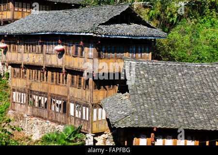 Longji Rice Terraces,Dazhai Villages, Surrounding Area,Rice Crops,Zhuang and Yao Villages,Longsheng,Guangxi Province,PRC,People' Stock Photo