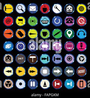 A collection of varied round icon buttons Stock Vector