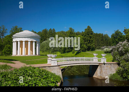 The 'Temple of Friendship' in Pavlovsk Park on the banks of the river Slavyanka Stock Photo