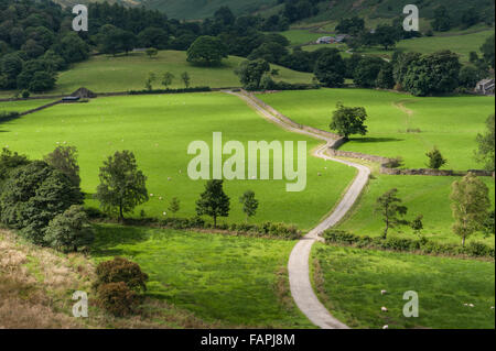 Farm track to Bridgend and Deepdale Bridge in Patterdale Stock Photo