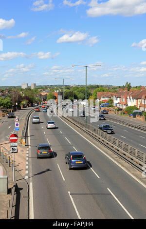 The A3 Kingston bypass road at Tolworth Surrey England UK. View south ...