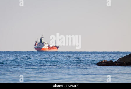 Oil tunker sails in Mediterranean sea near Cyprus coast Stock Photo