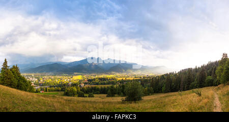 City of Zakopane. Panoramic view from Gubalowka mount. Western Tatras, Poland Stock Photo