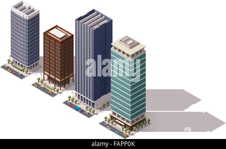 Vector isometric buildings set Stock Vector