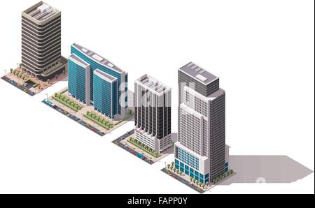 Vector isometric buildings set Stock Vector