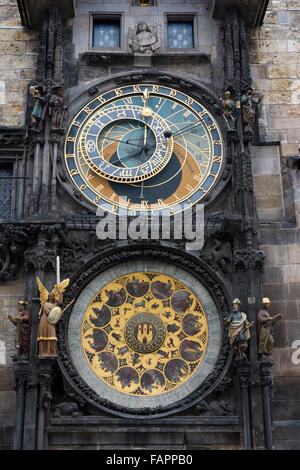 The Astronomical Clock in Prague (Czech Staroměstský orloj) is a medieval astronomical clock located in Prague, the capital of t Stock Photo