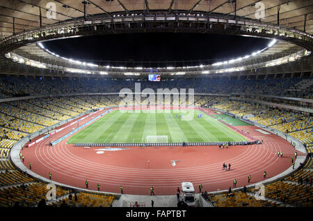 Panoramic view of Olympic stadium (NSC Olimpiysky) during friendly football game between Ukraine and Germany Stock Photo