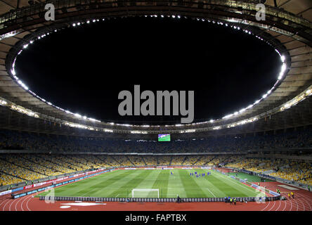 Panoramic view of Olympic stadium (NSC Olimpiysky) during friendly football game between Ukraine and Germany Stock Photo