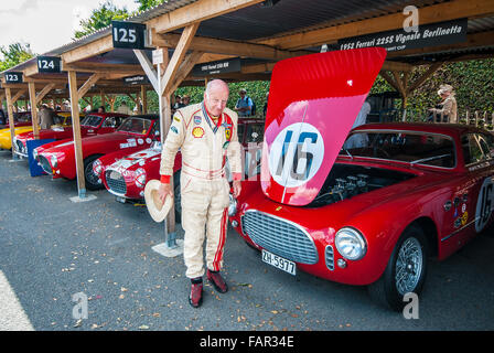 Racing driver David Franklin who would be driving a vintage Ferrari in the Lavant Cup at the 2015 Goodwood Revival Stock Photo