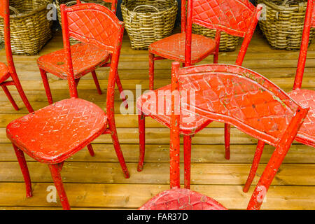 Metal chiars in antique market, Provence, France Stock Photo