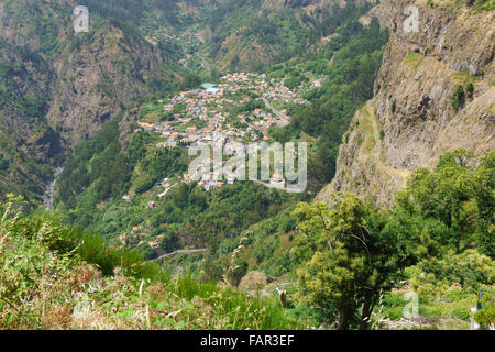 Madeira - Val des Freiras with Curral des Freiras village. Stock Photo