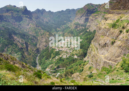 Madeira - Val des Freiras with Curral des Freiras village. Stock Photo