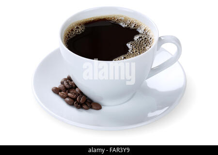 Black coffee in cup mug isolated on a white background Stock Photo